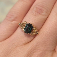 Ornate tourmaline ring in 18 carat gold
