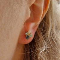 Aquamarine diamond and sapphire studs-Earrings-The Antique Ring Shop
