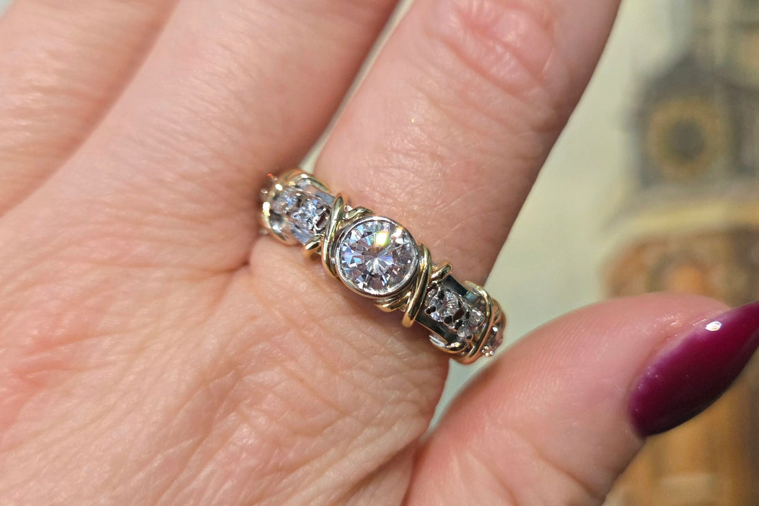 Diamond ring in yellow and white gold
