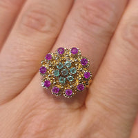 Emerald and ruby cluster ring-Vintage Rings-The Antique Ring Shop