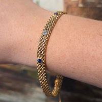 Vintage mesh sapphires and diamond bracelet