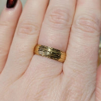 Vintage 18 carat gold band with motif-wedding rings-The Antique Ring Shop