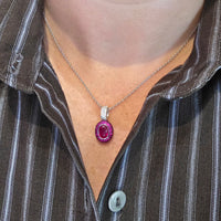 Ruby and diamond pendant in white gold