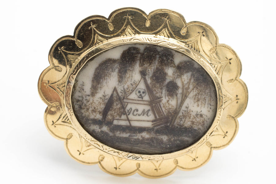 Memento mori brooch in 14 carat gold-Brooches-The Antique Ring Shop, Amsterdam