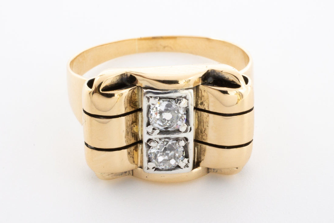 Antique Art Deco ring with old cut diamonds-Antique rings-The Antique Ring Shop