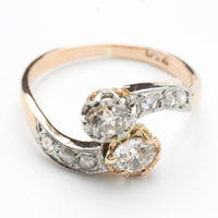 Diamond Toi et Moi ring in 18 carat gold-Antique rings-The Antique Ring Shop, Amsterdam