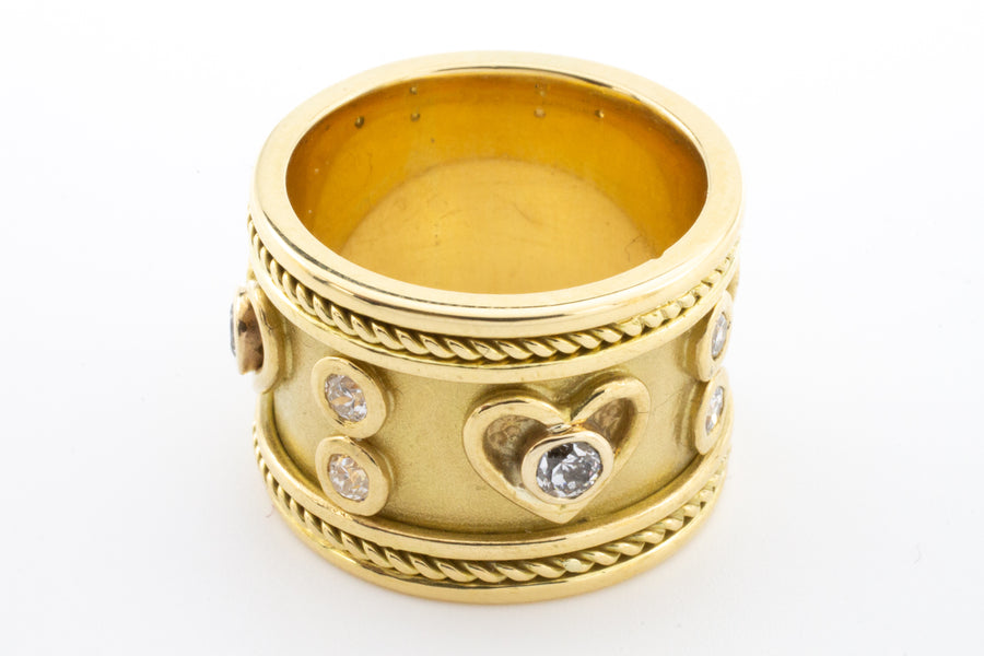 An 18 carat gold Elizabeth Gage style ring with diamonds.-Vintage & retro rings-The Antique Ring Shop