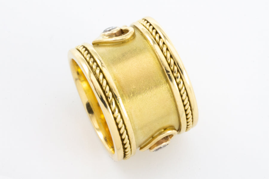 An 18 carat gold Elizabeth Gage style ring with diamonds.-Vintage & retro rings-The Antique Ring Shop