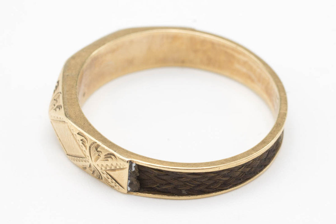Antique Memorial Gold & Woven Hair Ring-Antique rings-The Antique Ring Shop, Amsterdam