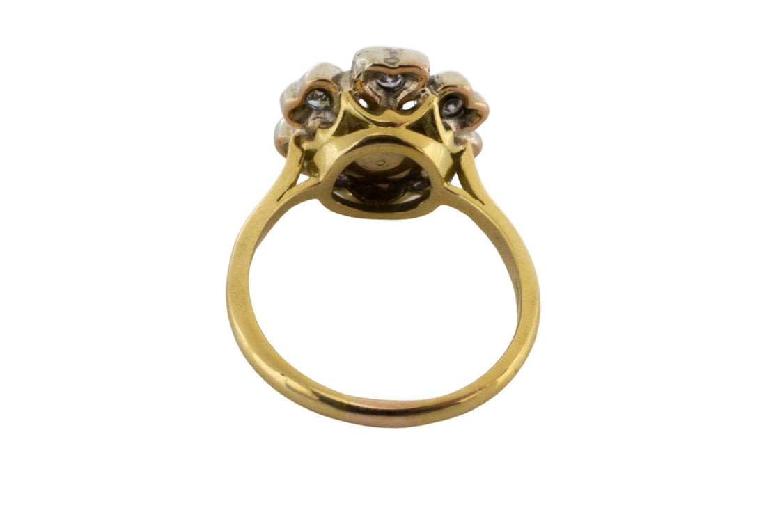 Sillver and gold sapphire flower ring-Vintage & retro rings-The Antique Ring Shop