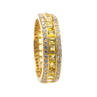 Gold eternity band with diamonds and citrine-Vintage & retro rings-The Antique Ring Shop