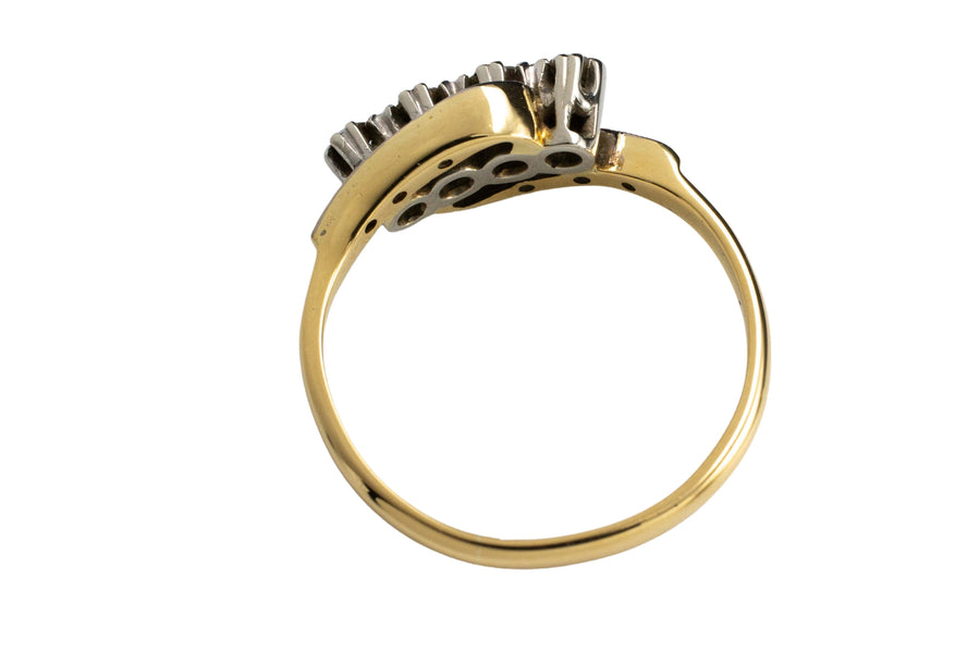 Vintage 18 carat gold diamond swirl ring-Vintage & retro rings-The Antique Ring Shop