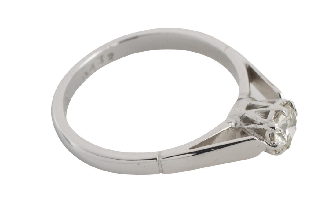 White gold diamond solitaire ring-Vintage & retro rings-The Antique Ring Shop