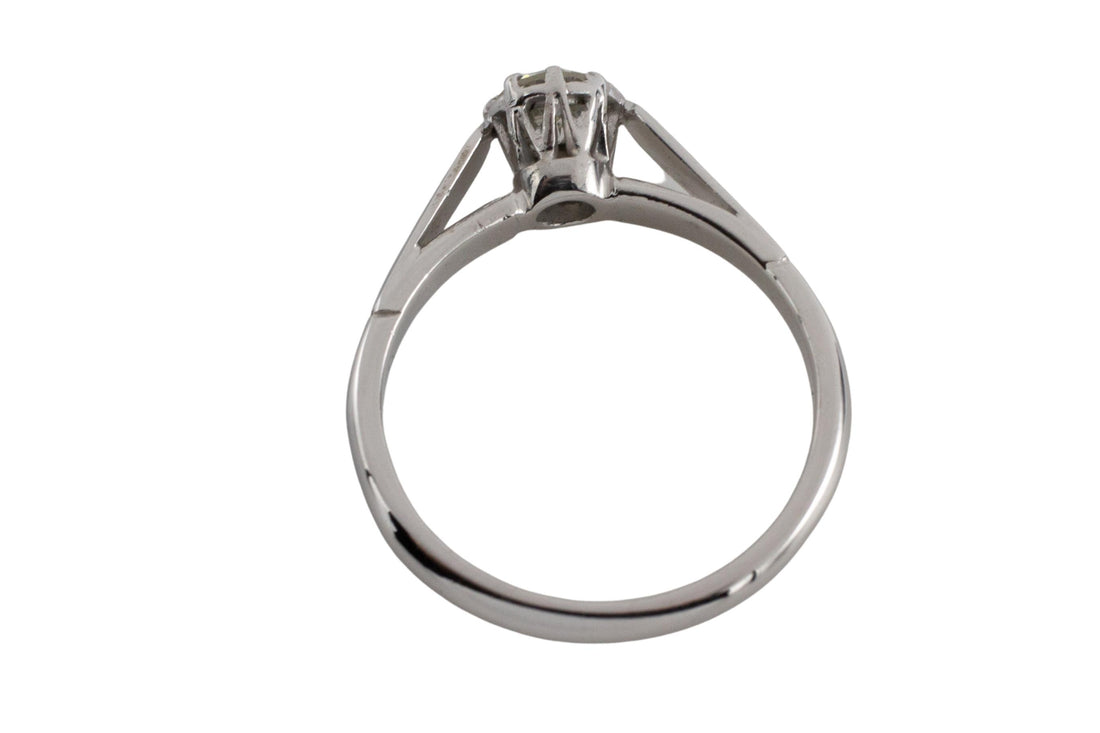 White gold diamond solitaire ring-Vintage & retro rings-The Antique Ring Shop