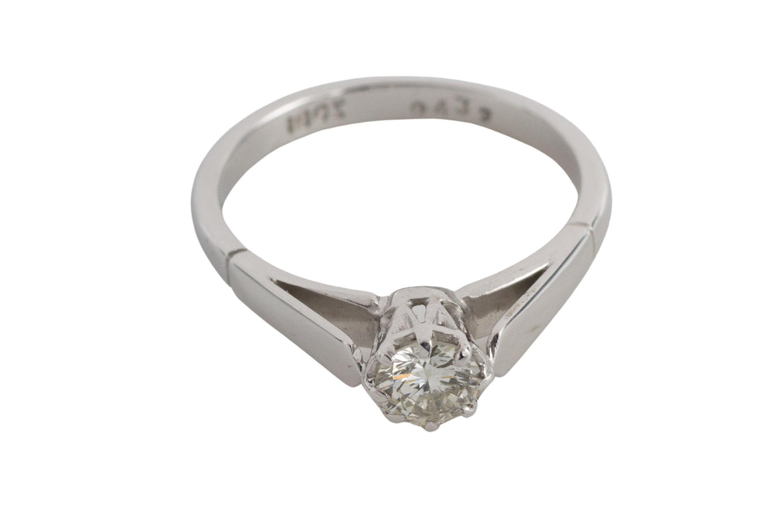 White gold diamond solitaire ring-Vintage & retro rings-The Antique Ring Shop