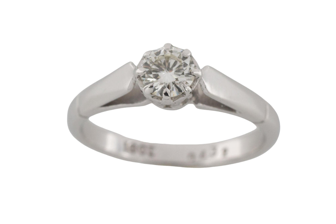 White gold diamond solitaire ring-Vintage & retro rings-The Antique Ring Shop