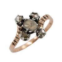 Rose diamond ring in 18 carat gold and silver-Antique rings-The Antique Ring Shop