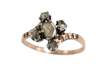Rose diamond ring in 18 carat gold and silver-Antique rings-The Antique Ring Shop