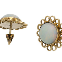 Cabochon opal earrings in 14 carat gold-Earrings-The Antique Ring Shop