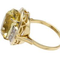 Citrine and diamond ring in 14 carat gold-vintage rings-The Antique Ring Shop