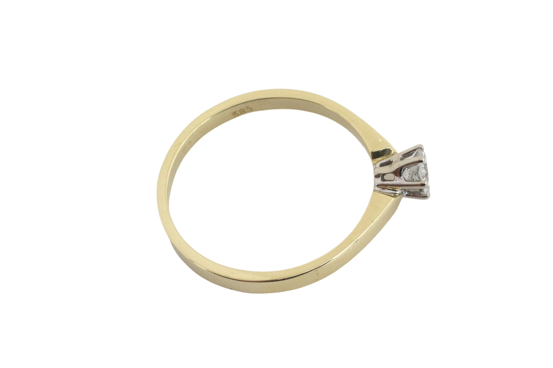 Diamond solitaire ring in 14 carat gold-engagement rings-The Antique Ring Shop