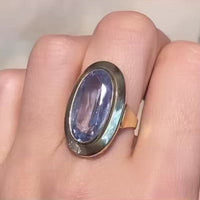 Vintage gold ring with synthetic blue topaz