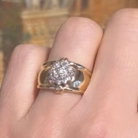 14 carat gold band with a diamond cluster-vintage rings-The Antique Ring Shop