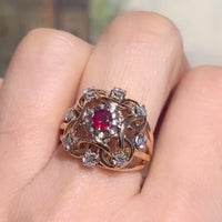 Ruby and diamond knot ring in 18 carat gold-The Antique Ring Shop